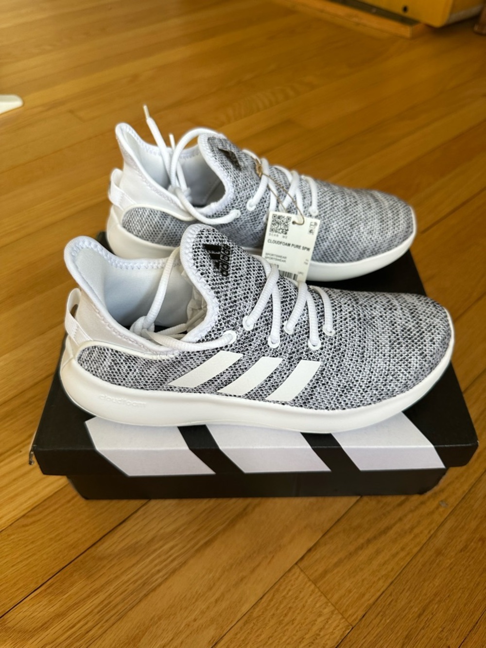 Adidas Women’s White/Grey Cloudfoam Pure Sneaker